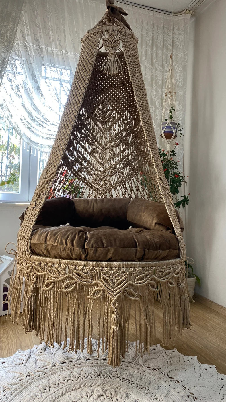 Brown Macrame Swing For Adults in 35 inches - Leechoo